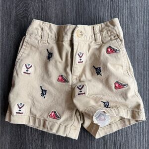 Ralph Lauren Khaki Shorts with Red & Navy Embroidery